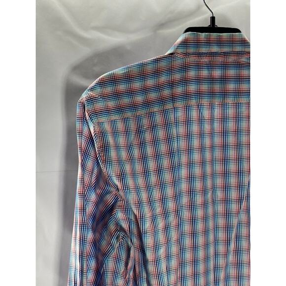 MARCS Men's Blue-Red Plaid Button-Up Regular-Fit Long Sleeve Shirt SZ M - Picture 4 of 8